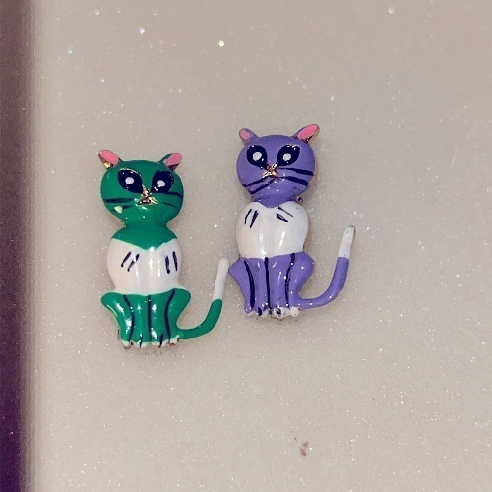 Vintage Kitty Cat Scatter Pin set of 2 Deadstock